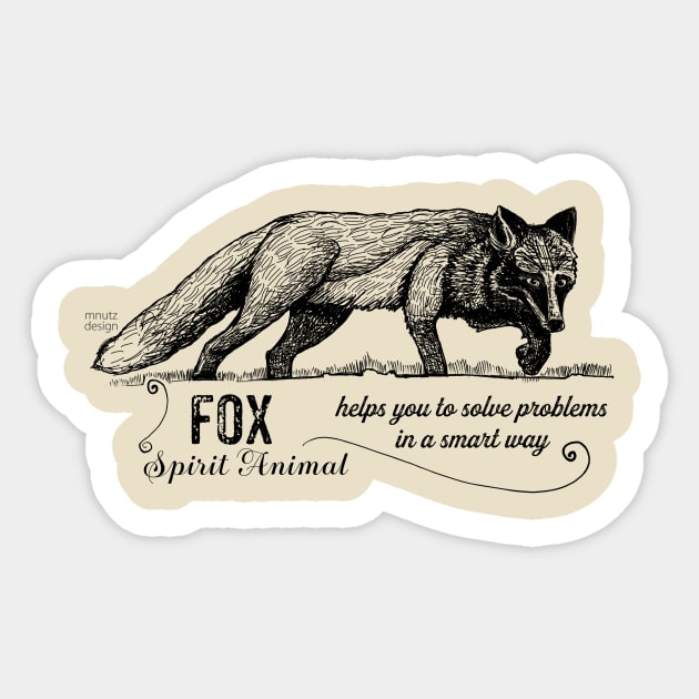 Spirit animal - fox - black Sticker by mnutz